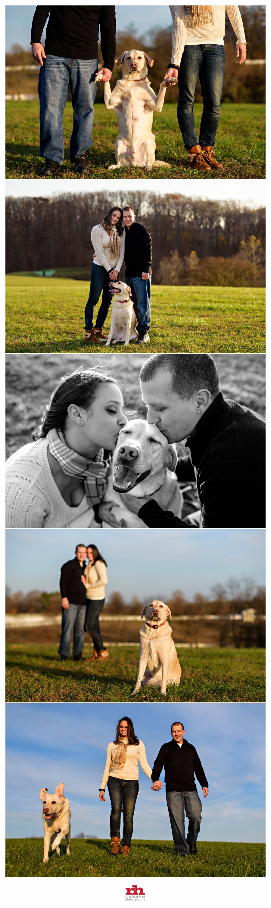 An Engaged Couple play with their dog during thier Philadelphia Engagement Session.